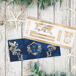 Invitación Gold Travel Boarding Pass México Save the Date