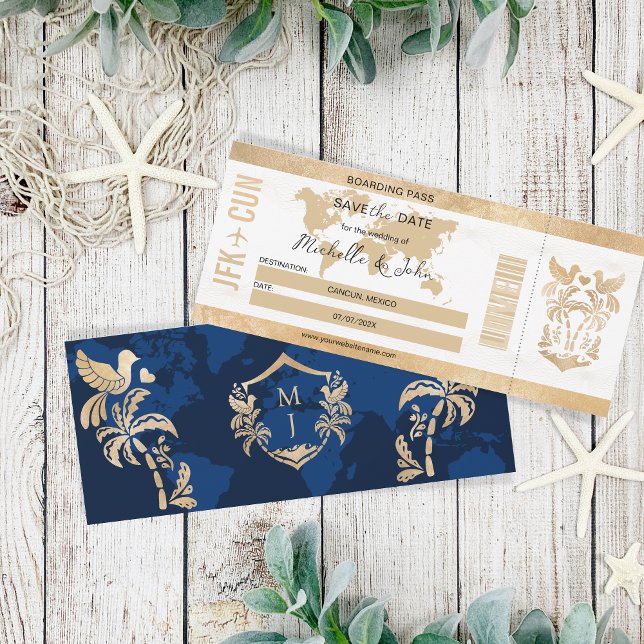 Invitación Gold Travel Boarding Pass México Save the Date (Subido por el creador)