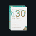 Invitación Gold & Turquoise Glam Surprise 30th Birthday Party<br><div class="desc">Surprise 30th birthday party invitation.  Turquoise and gold.  Glam.  For her.  30th birthday party.  Turquoise birthday.  Rounded.</div>