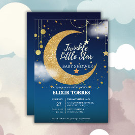 Invitación Gold Twinkle Little Star Dreamy Baby Shower