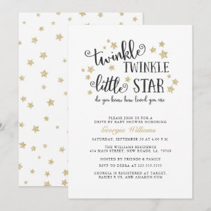 Invitación Gold Twinkle Twinkle Drive De Baby Shower