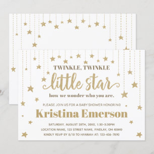 Invitación Gold Twinkle Twinkle Little Star Baby Shower