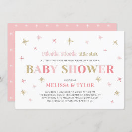 Invitación Gold Twinkle Twinkle Pequeño Estrella Chica Baby S
