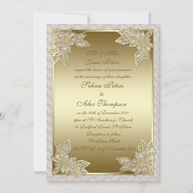 Invitación Gold Wedding Invitation (Anverso)