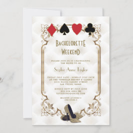 Invitación Gold White Las Vegas Casino Bachelorette Weekend