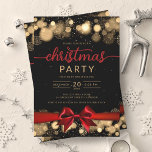 Invitación Gold Winter Wonderland Company Xmas Red Ribbon<br><div class="desc">Elegante Empresa formal y Fiesta de Navidades corporativos / Cocktail / Dinner Invitation con copos de nieve de oro y luces de Navidades. Impresione a sus amigos y compañeros de trabajo con este sofisticado y elegante diseño de invitación.</div>