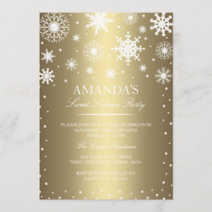 Invitación Gold Winter Wonderland Sweet 16