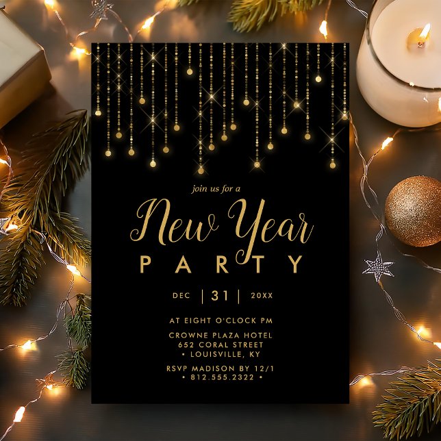 Invitación Gold y Black String iluminan a Fiesta de Año Nuevo (Subido por el creador)