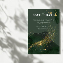 Gold y Green Luxury Save the Date Boda Card