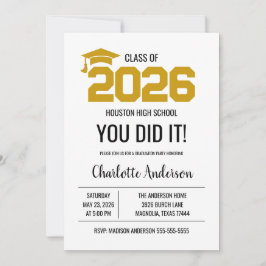 Invitación Gold You Did It Graduation Photo
