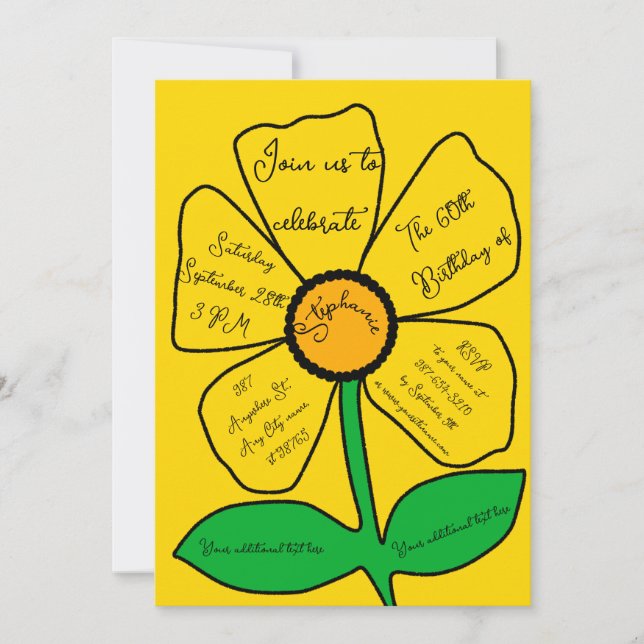 Invitación Golden 600th Birthday Gold Doodle Flower (Anverso)