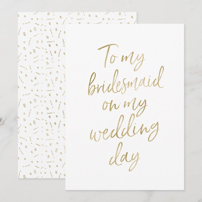 Invitación Golden "A mi dama de honor en mi día de boda" (Anverso / Reverso)