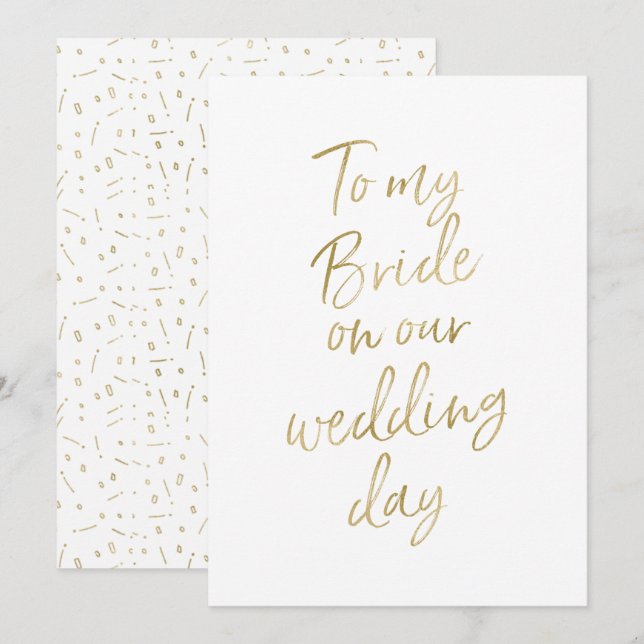 Invitación Golden "A mi novia en nuestro día de bodas" (Anverso / Reverso)