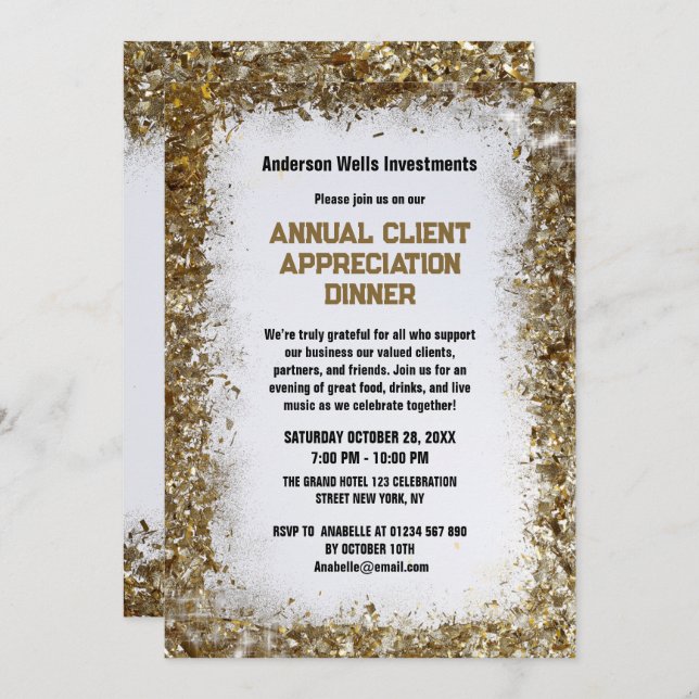 Invitación Golden Annual Client Appreciation Dinner Party   (Anverso / Reverso)