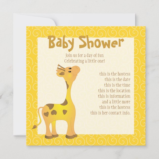 Invitación Golden Baby Giraffe (Anverso)