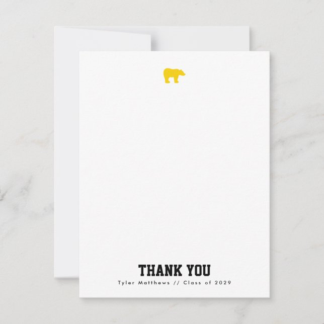 Invitación Golden Bear Varsity Thank You with Yellow Backer (Anverso)