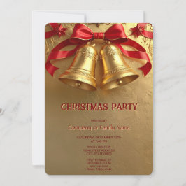 Invitación Golden Bells Christmas Holiday Party Invitation