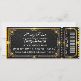 Invitación Golden Birthday Party Ticket Invitation 2026