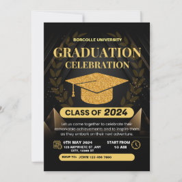 Invitación Golden Black Elegant Graduation Invitation