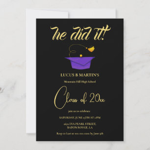 Invitación Golden Black Elegant lo hizo en la fiesta de gradu