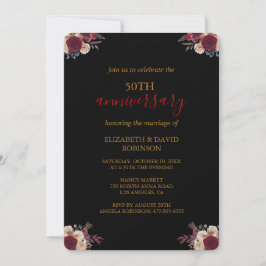 Invitación Golden Black elegante 50° aniversario del boda