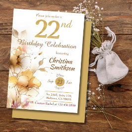 Invitación Golden Bloom - floral elegante y moderno cumpleaño