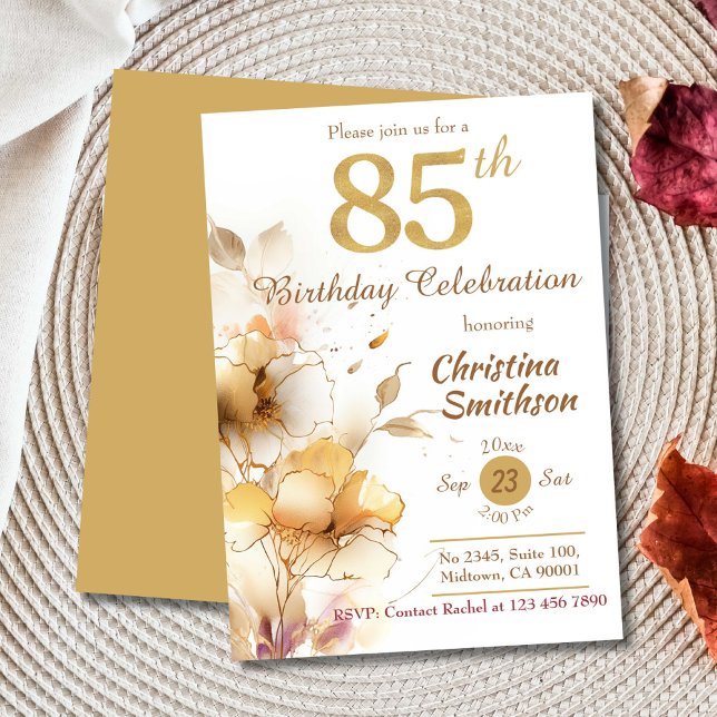 Invitación Golden Bloom - floral elegante y moderno cumpleaño (Subido por el creador)