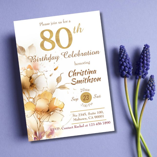 Invitación Golden Bloom - floral elegante y moderno cumpleaño (Subido por el creador)