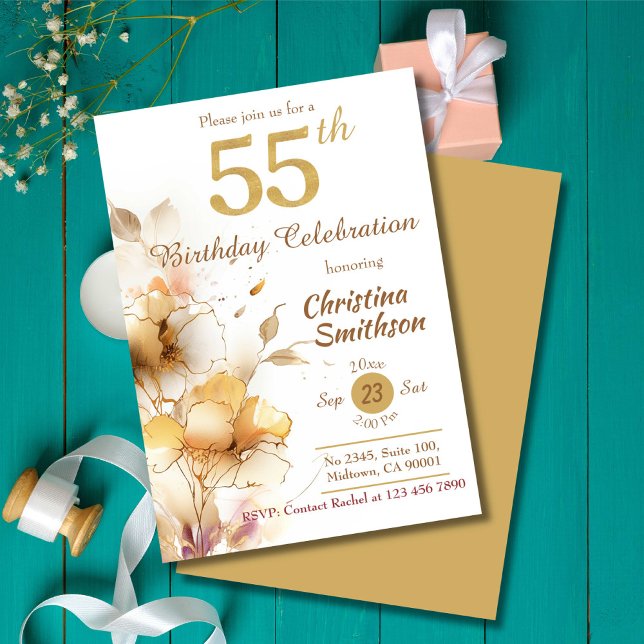 Invitación Golden Bloom - floral elegante y moderno cumpleaño (Subido por el creador)