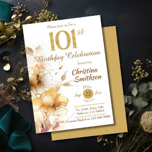 Invitación Golden Bloom floral elegante y moderno cumpleaños