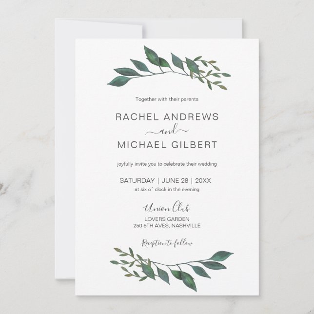 Invitación Golden borders eucalypt wedding collection (Reverso)