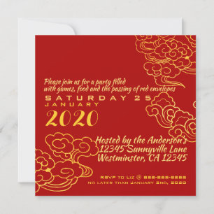 Invitación Golden Chinese Paper-cut Rat Year 2020 SFC