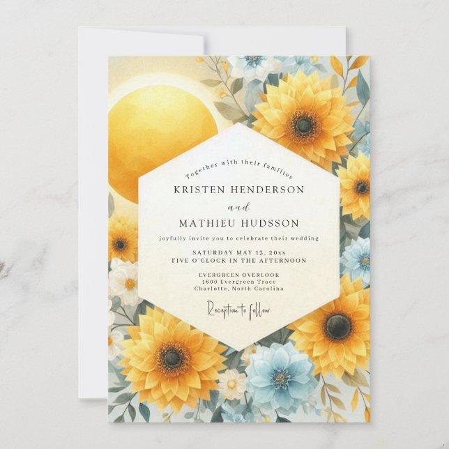 Invitación Golden Cornflower Meadow Wedding (Anverso)