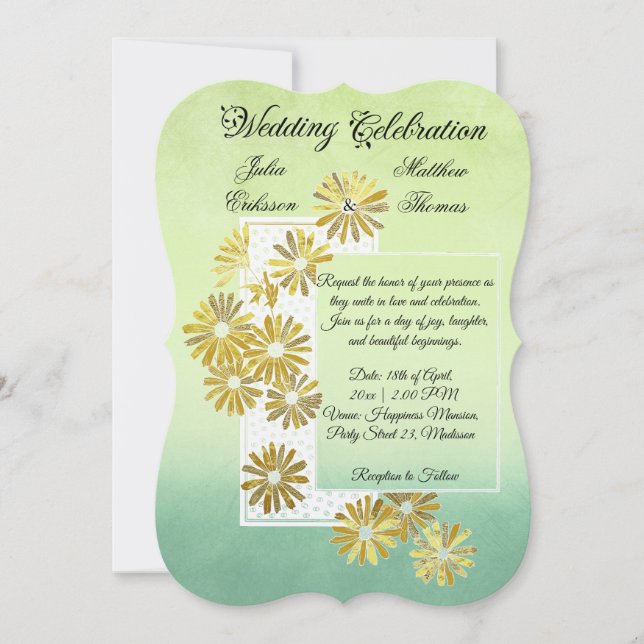 Invitación Golden Daisy Dream Elegance Romance Moda de época (Anverso)