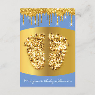 Invitación Golden Drips Royal Blue Baby Shower Feet Boy