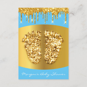 Invitación Golden Dris Blue Baby Shower Foot Blue Boy