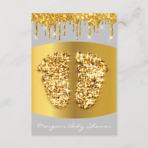 Invitación Golden Dris Chica real de pies de Baby Shower Gris
