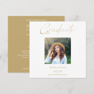 Invitación Golden Effect Elegant Custom Photo Graduation
