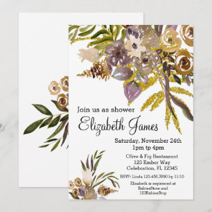 Invitación Golden Elegance Fall Floral Baby Shower