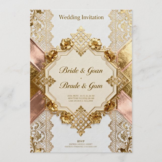 Invitación Golden Elegance – Invitación de Boda de (Anverso)