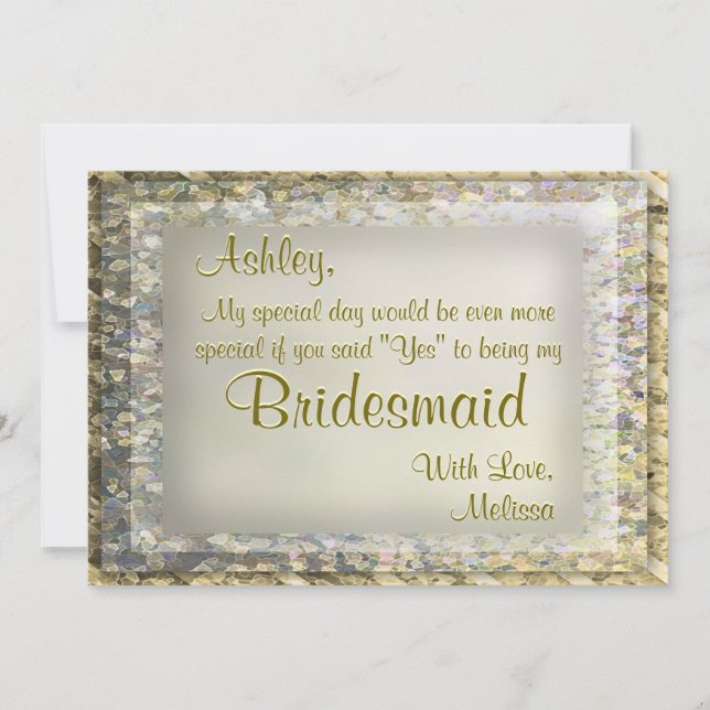 Invitación Golden Glam Bridesmaid (Anverso)