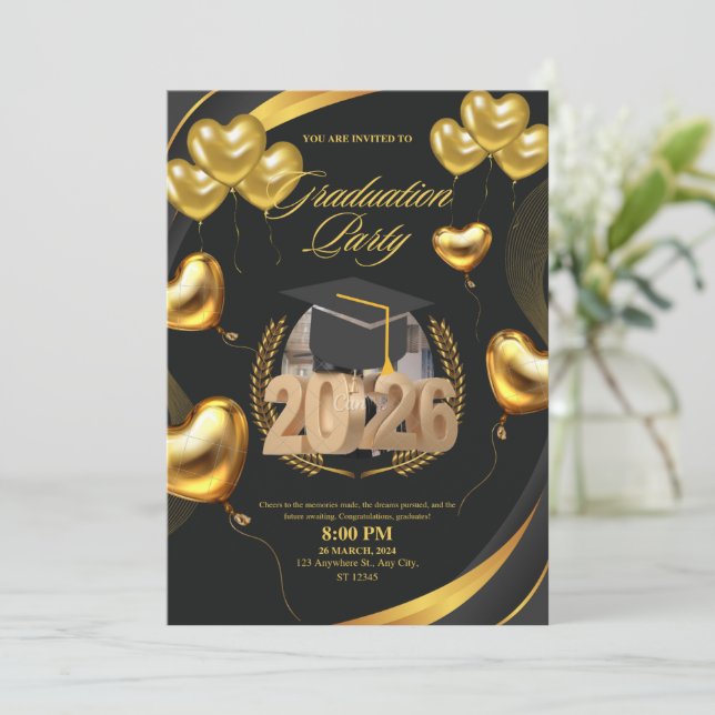 Invitación Golden Graduation Celebration 2026 (Anverso de pie)