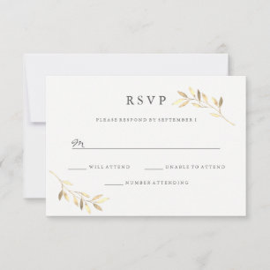 Invitación Golden Leaf Garden Wedding Digital o Print RSVP