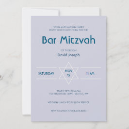 Invitación Golden Magen azul claro David Bar Mitzvah
