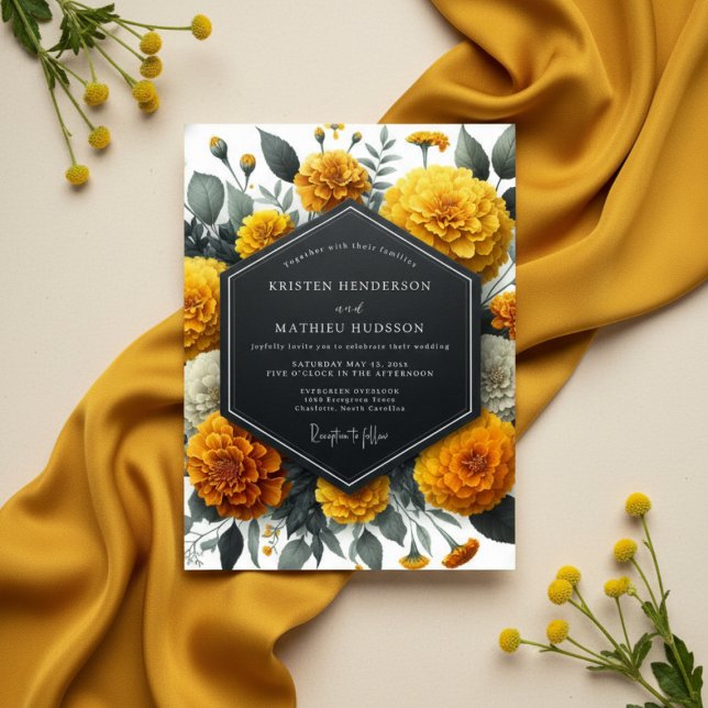Invitación Golden Marigold Whimsical Wedding (Subido por el creador)