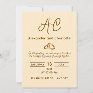 Invitación Golden Monogram Wedding Invitation Card