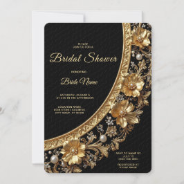 Invitación Golden Ornate Frame Bridal Shower Invitation