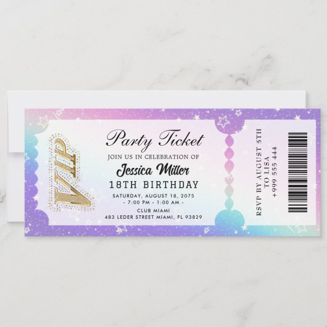 Invitación Golden Party Ticket Invitation (Anverso)
