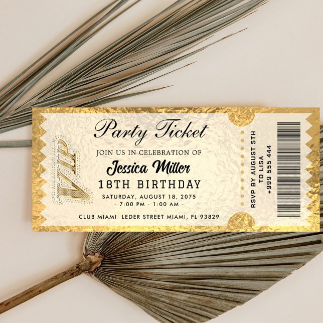 Invitación Golden Party Ticket Invitation (Subido por el creador)