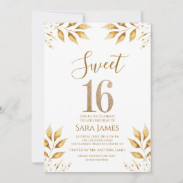 Invitación Golden Radiance Sweet 16 Invitation